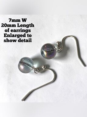 5 For $25💫Aurora Glass Bead Drop Earrings - Iridescent Blue